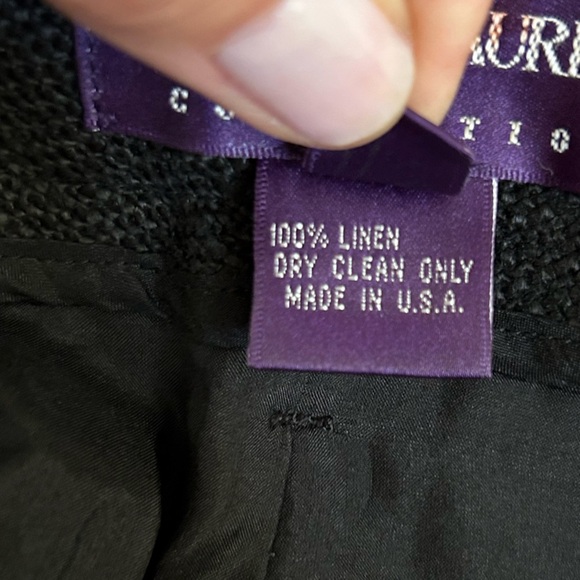 Ralph Lauren Collection Purple Label Black Linen Midi Pencil Skirt Size 6 - Picture 3 of 15